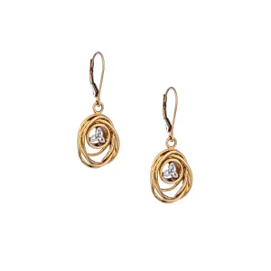 10k or 14k Yellow and White Gold Celtic Cradle of Life Drop Earrings