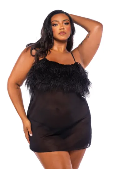 Amelia 2-Piece Feather Babydoll - LI773