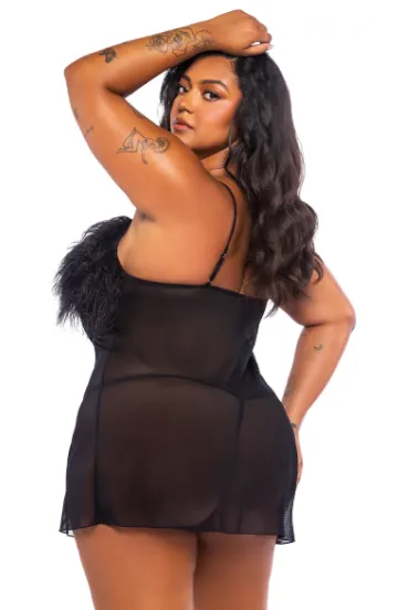 Amelia 2-Piece Feather Babydoll - LI773