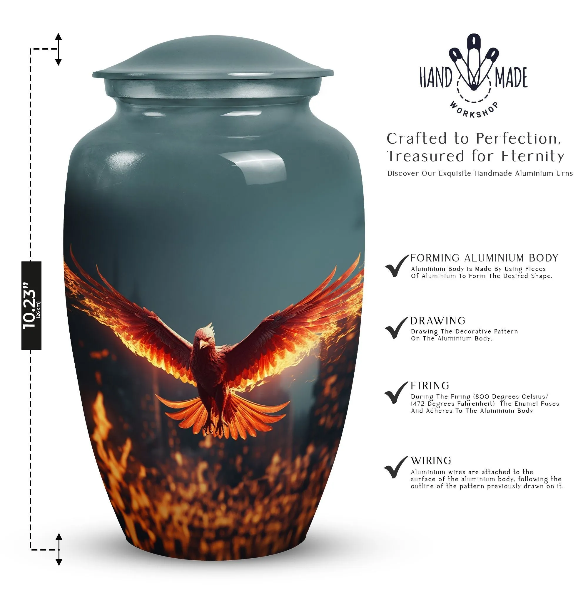 Angry Red Phoenix Memorial Tribute: Timeless Keepsake Urn