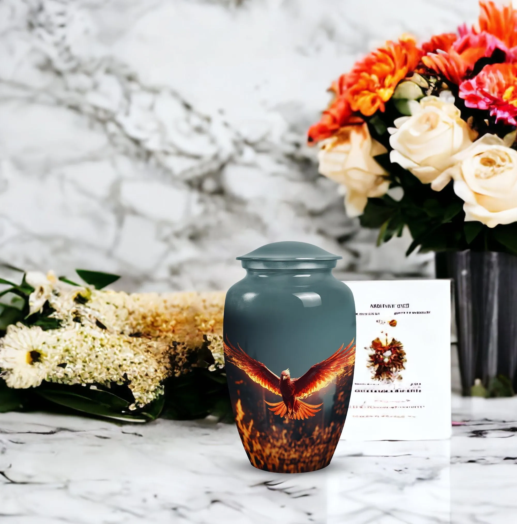 Angry Red Phoenix Memorial Tribute: Timeless Keepsake Urn