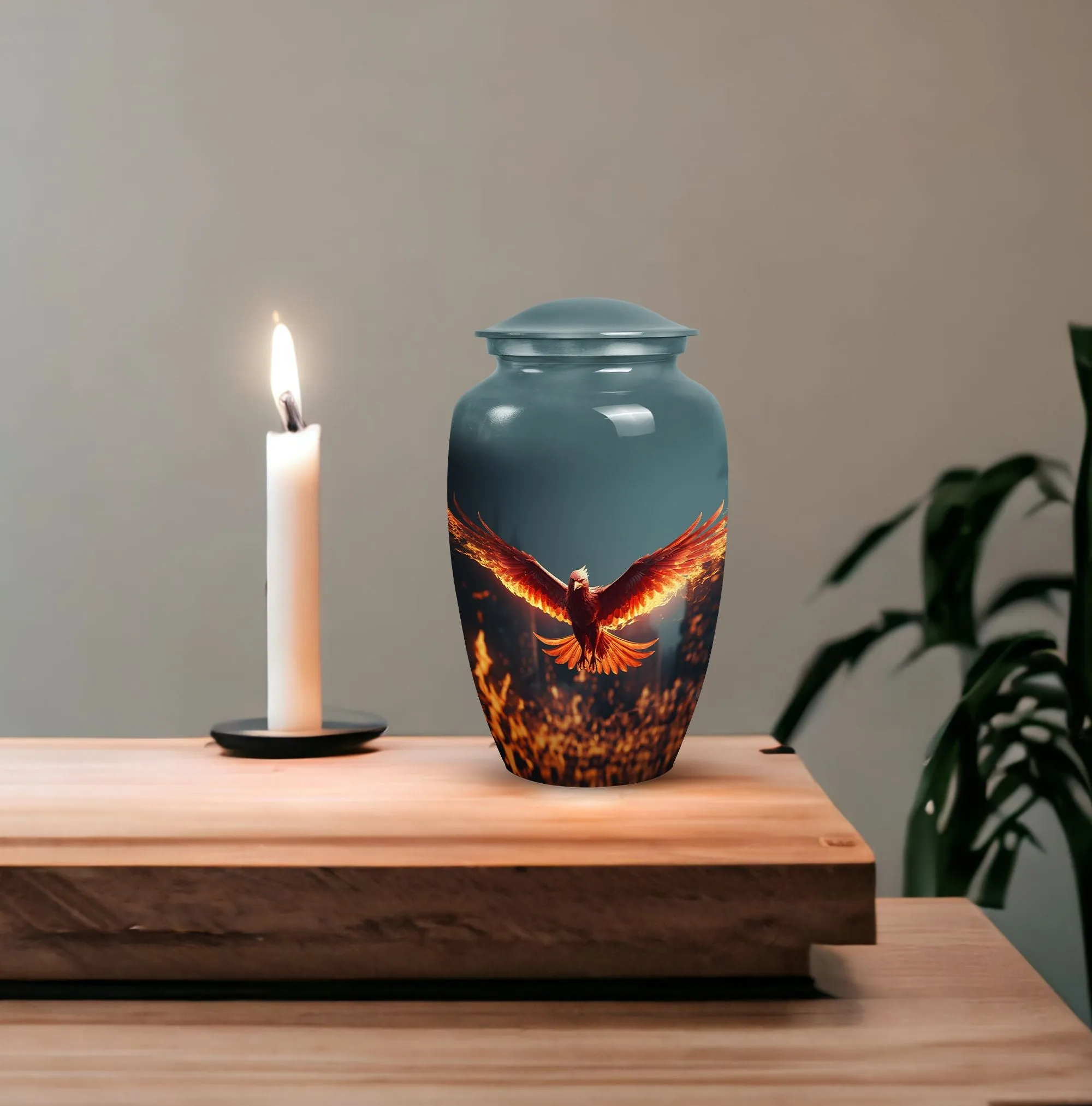 Angry Red Phoenix Memorial Tribute: Timeless Keepsake Urn