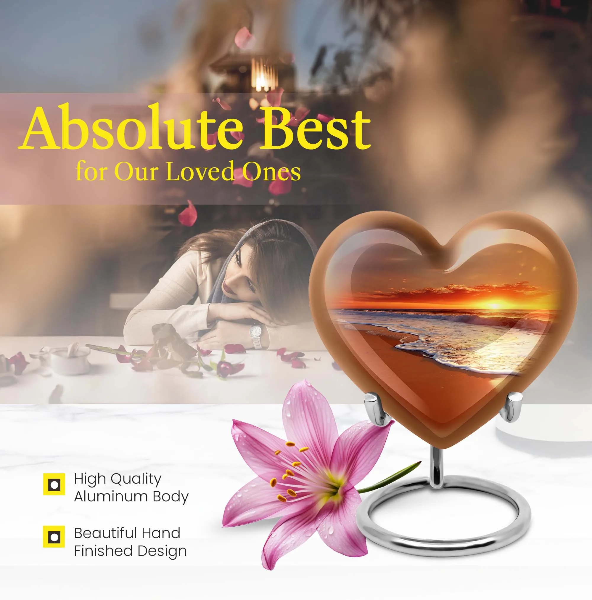 Beach Cremation Unique Funeral Urn Embracing Serene Floral Theme