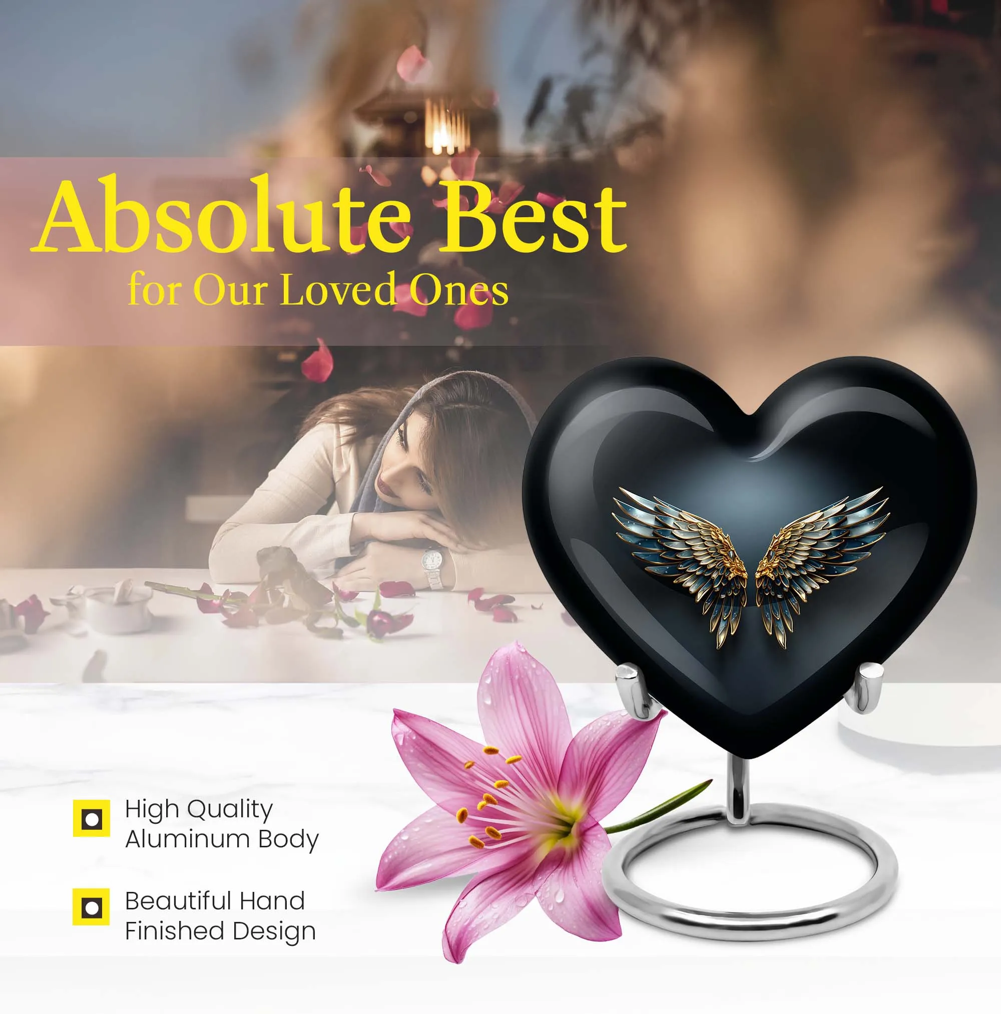 Butterfly Heart: Wings Blue Cremation Urn for Endearing Memorials