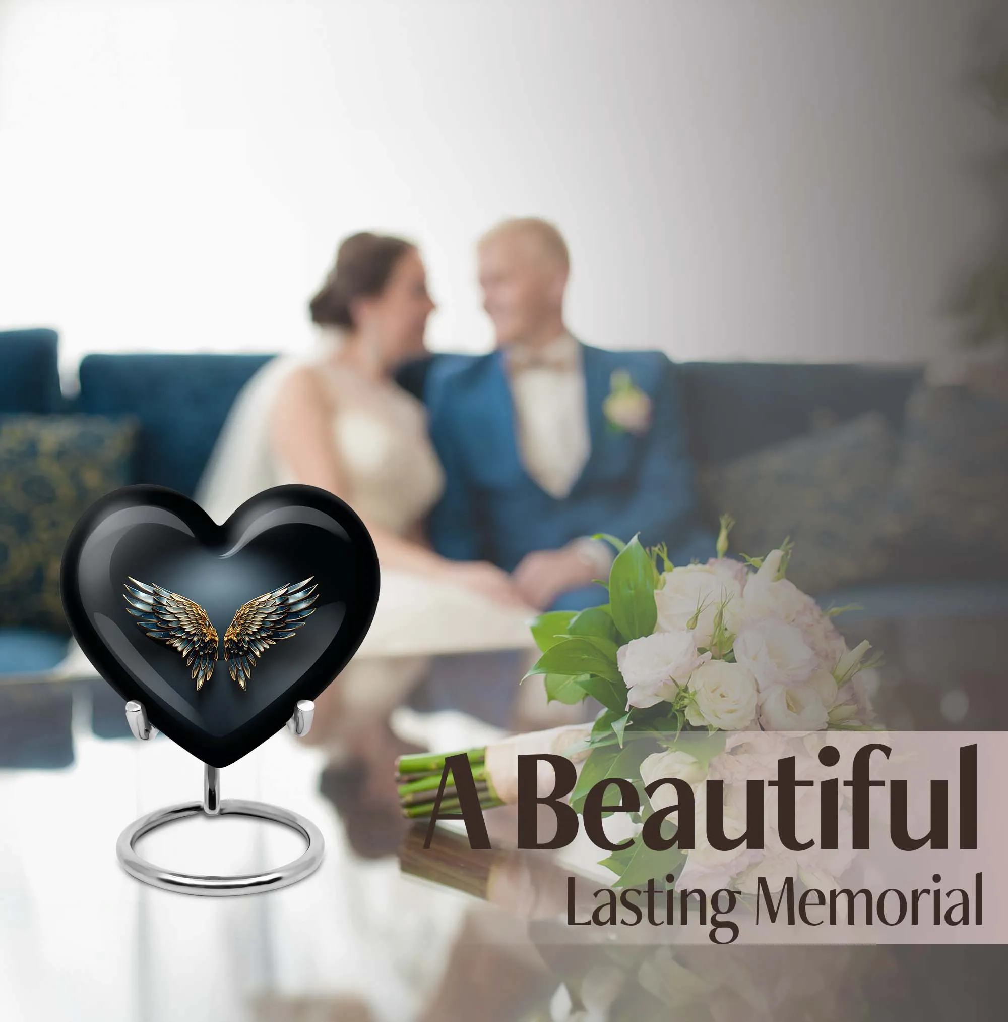 Butterfly Heart: Wings Blue Cremation Urn for Endearing Memorials