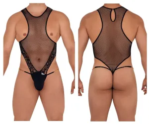 CandyMan 99584X Mesh-Lace Bodysuit Color Black