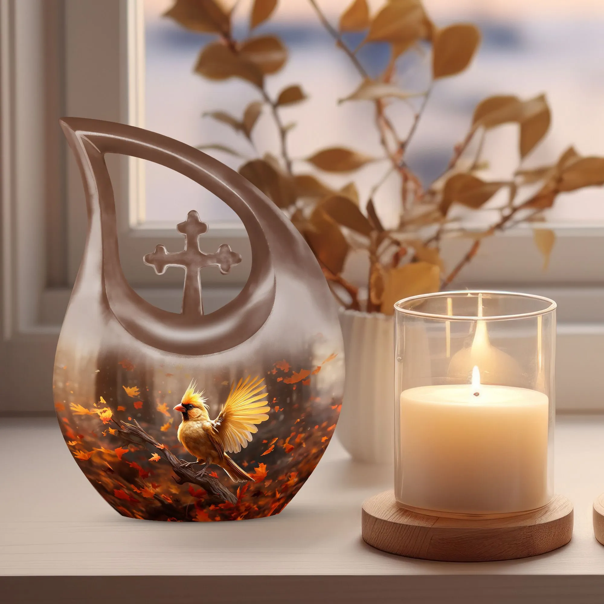 Cardinal Bird Urn- Affordable Extra Large Cremation Urn for Ashes