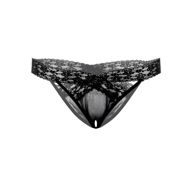 Chilot sexy DARING INTIMATES Alessandra Crotchless Panty. design încrucișat cu dantelă și plasă. negru. mărime L/XL. model 76014