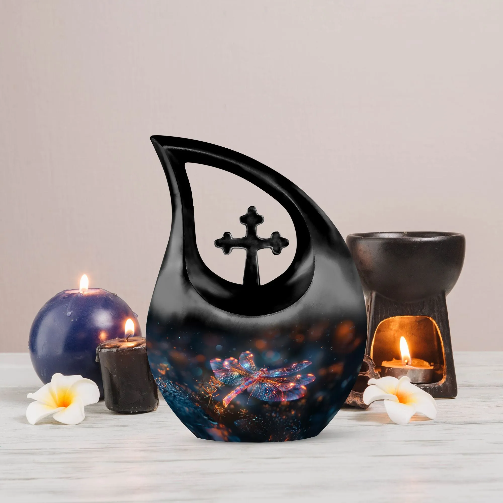 Cosmic Dragonfly Dance Memorial Urn, Large Aluminium Cremation
