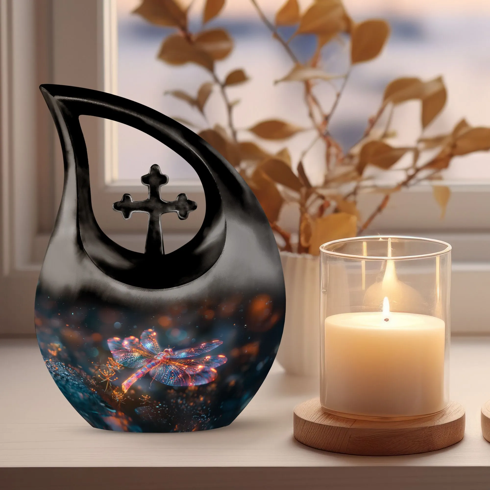 Cosmic Dragonfly Dance Memorial Urn, Large Aluminium Cremation