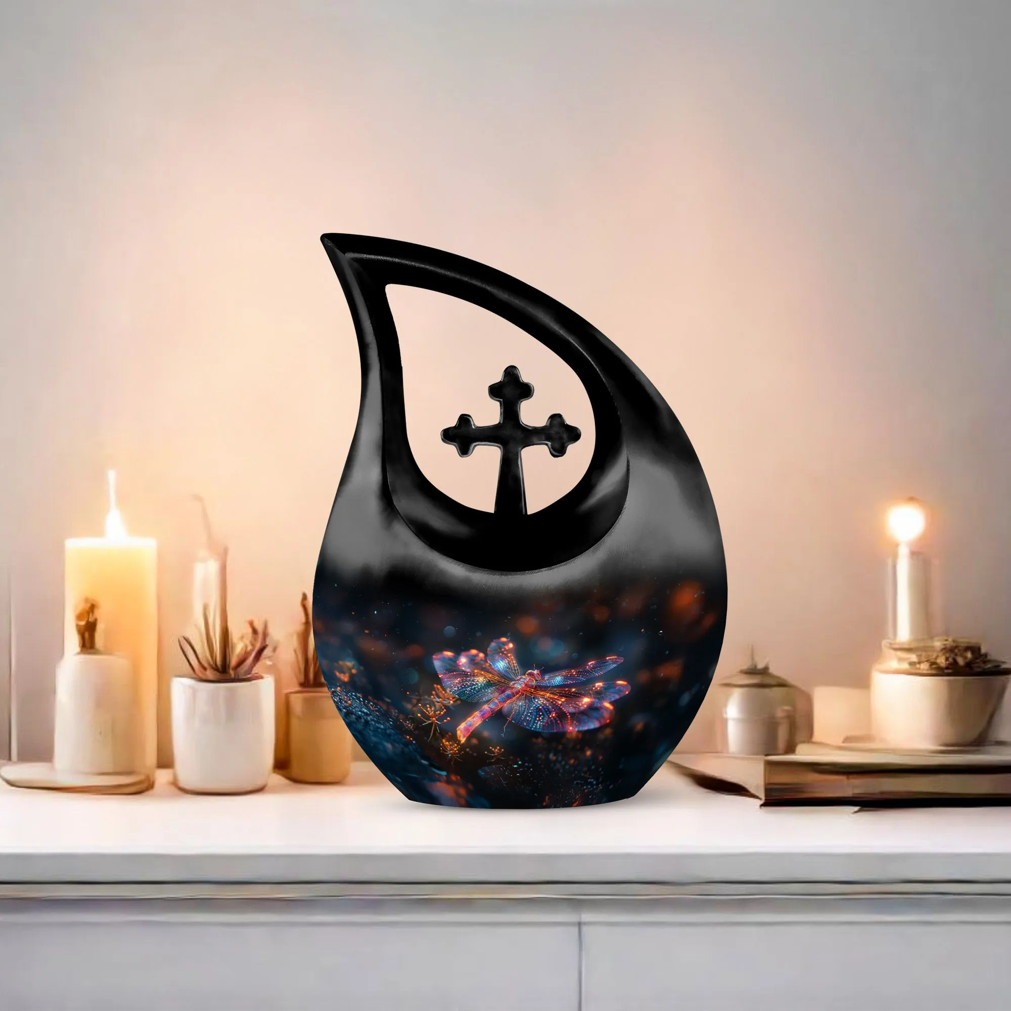 Cosmic Dragonfly Dance Memorial Urn, Large Aluminium Cremation
