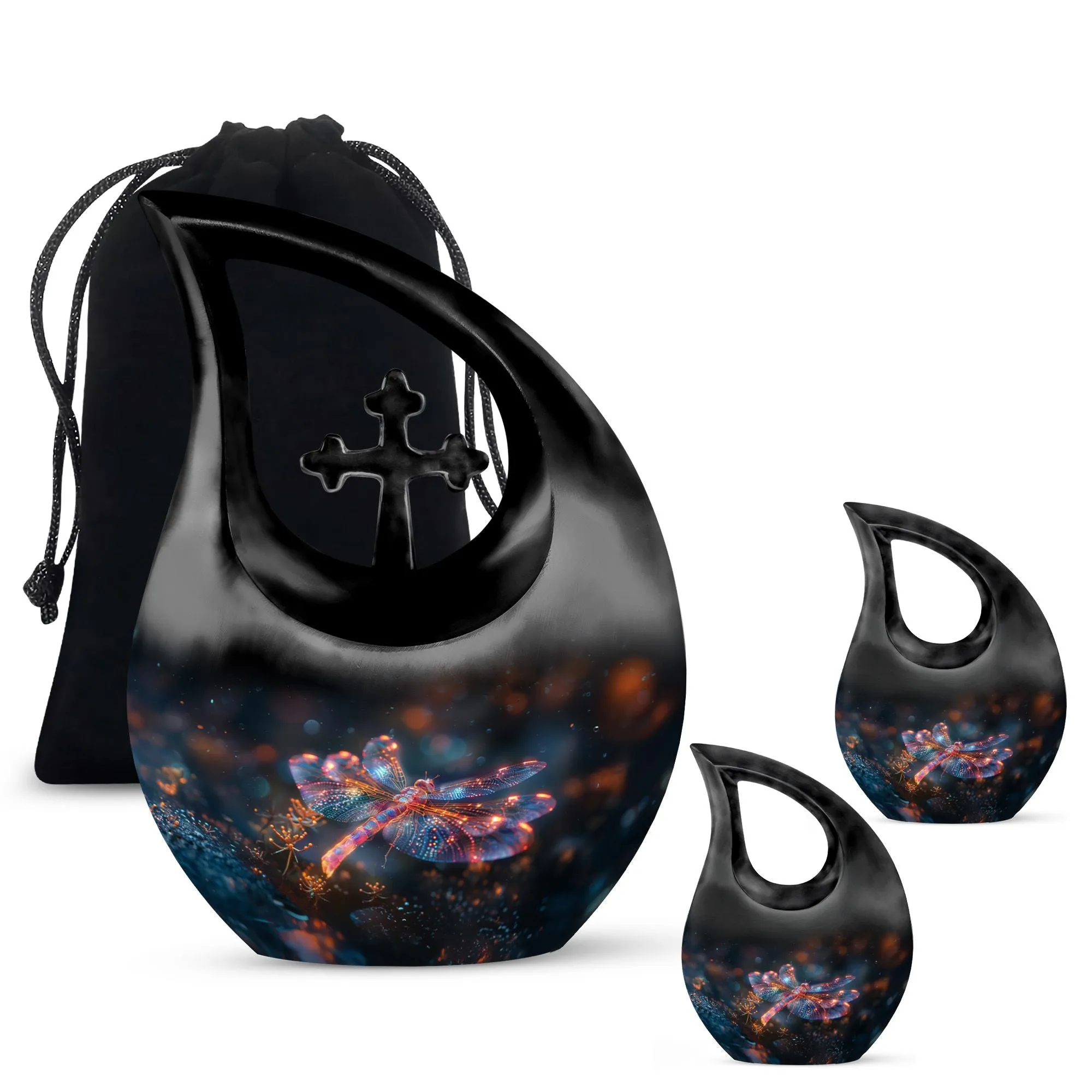 Cosmic Dragonfly Dance Memorial Urn, Large Aluminium Cremation