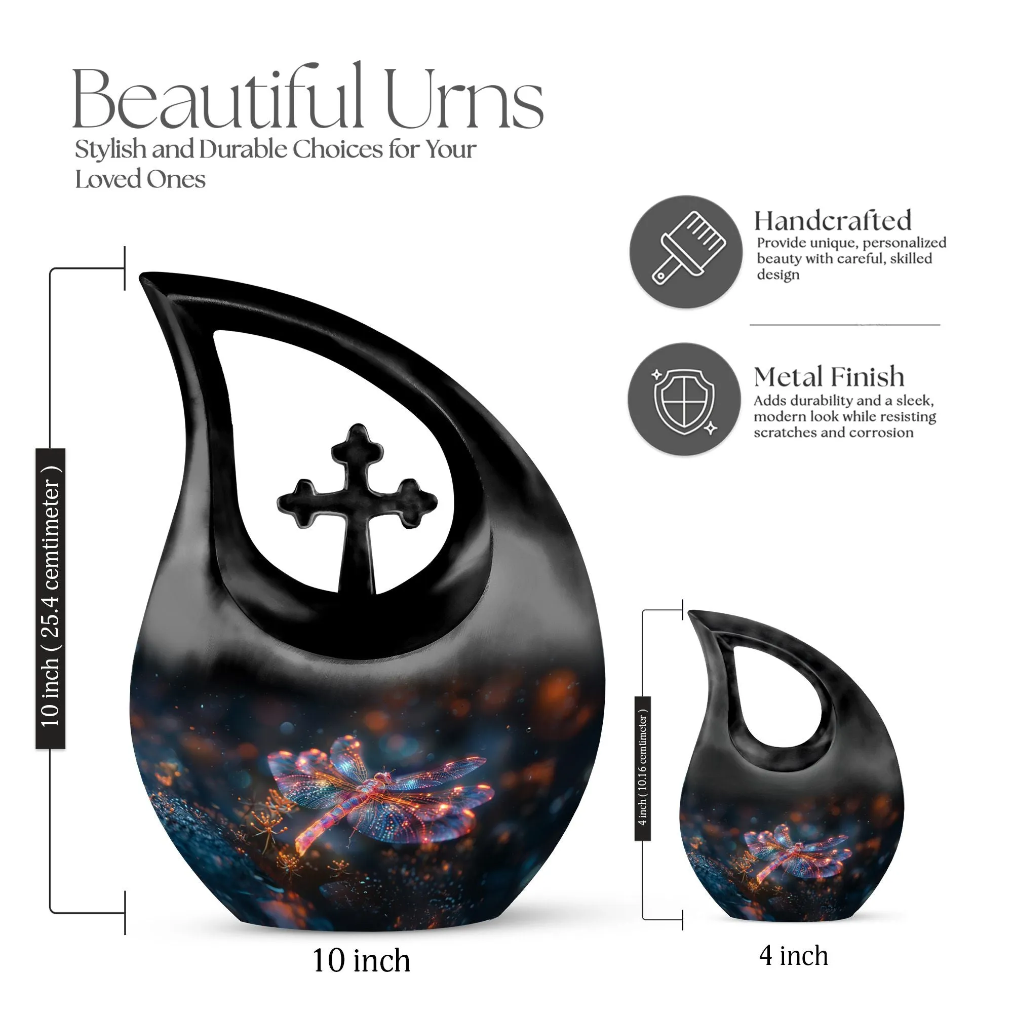 Cosmic Dragonfly Dance Memorial Urn, Large Aluminium Cremation