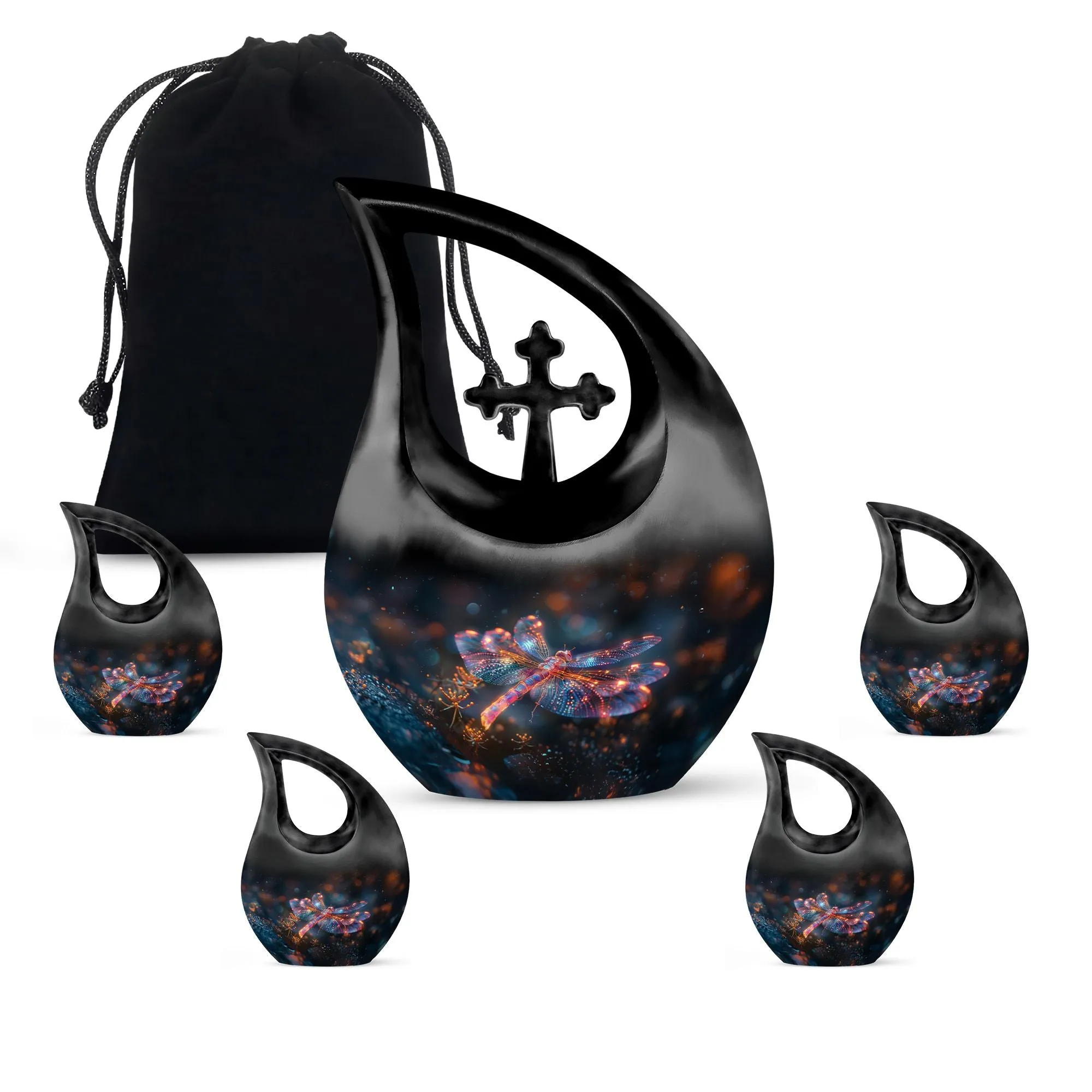 Cosmic Dragonfly Dance Memorial Urn, Large Aluminium Cremation