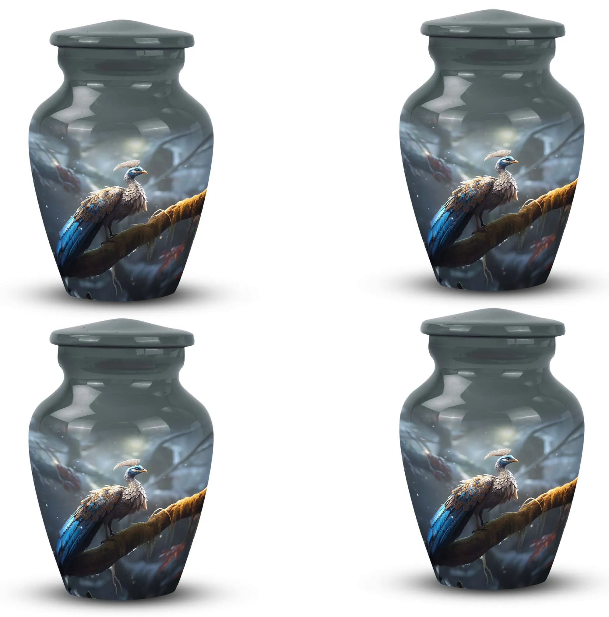 Dancing Peacock Engraved Cremation Urn For Storing Ashes