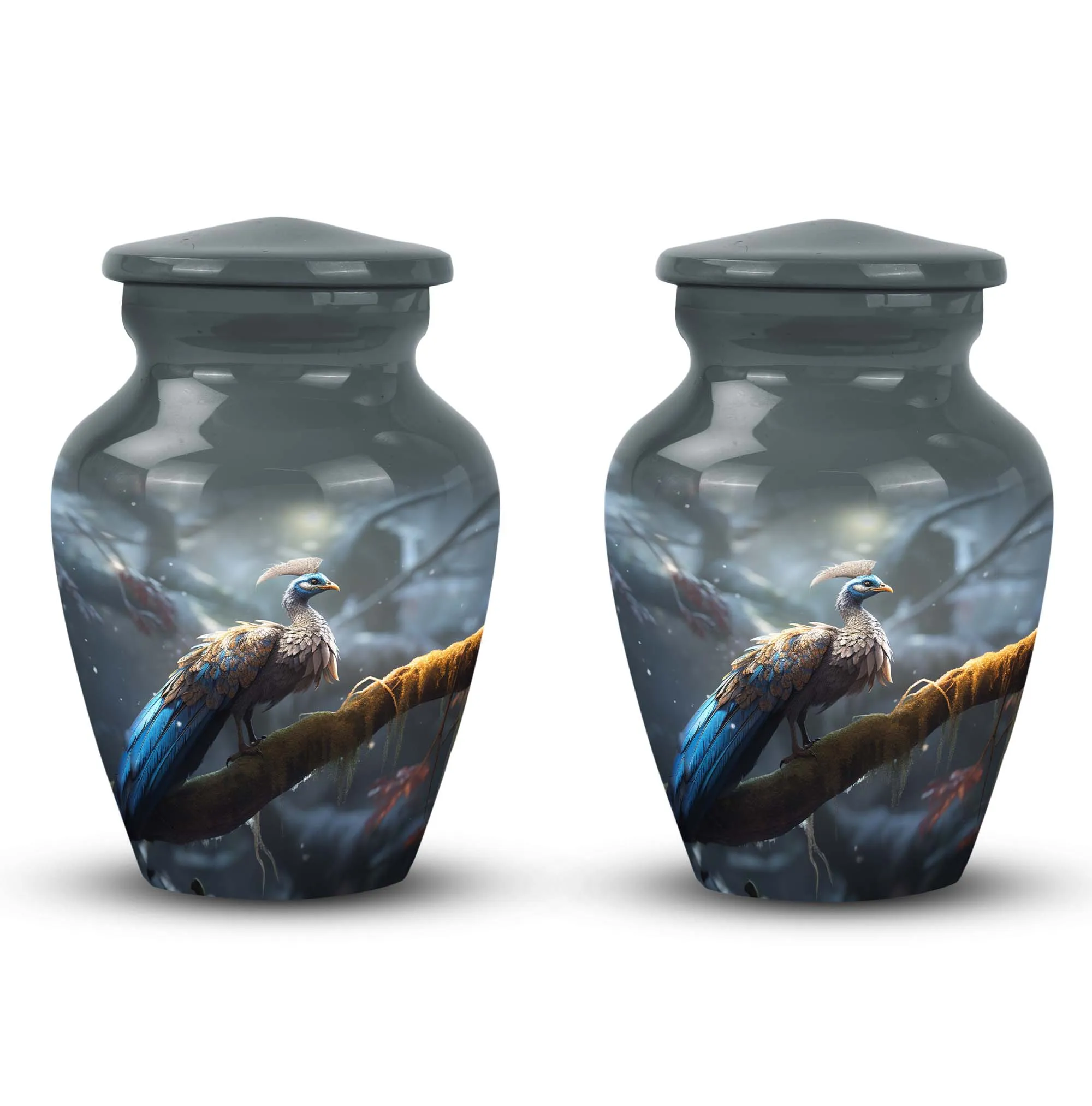 Dancing Peacock Engraved Cremation Urn For Storing Ashes