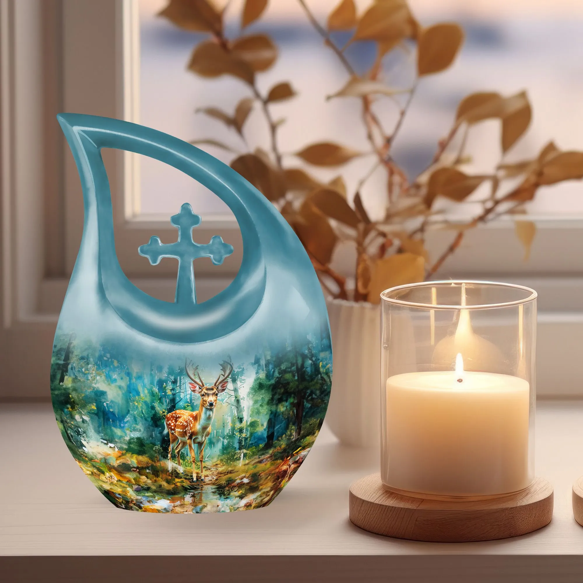 Deer Themed Eternal Keepsake - Aluminium Memorial Urn for Ashes