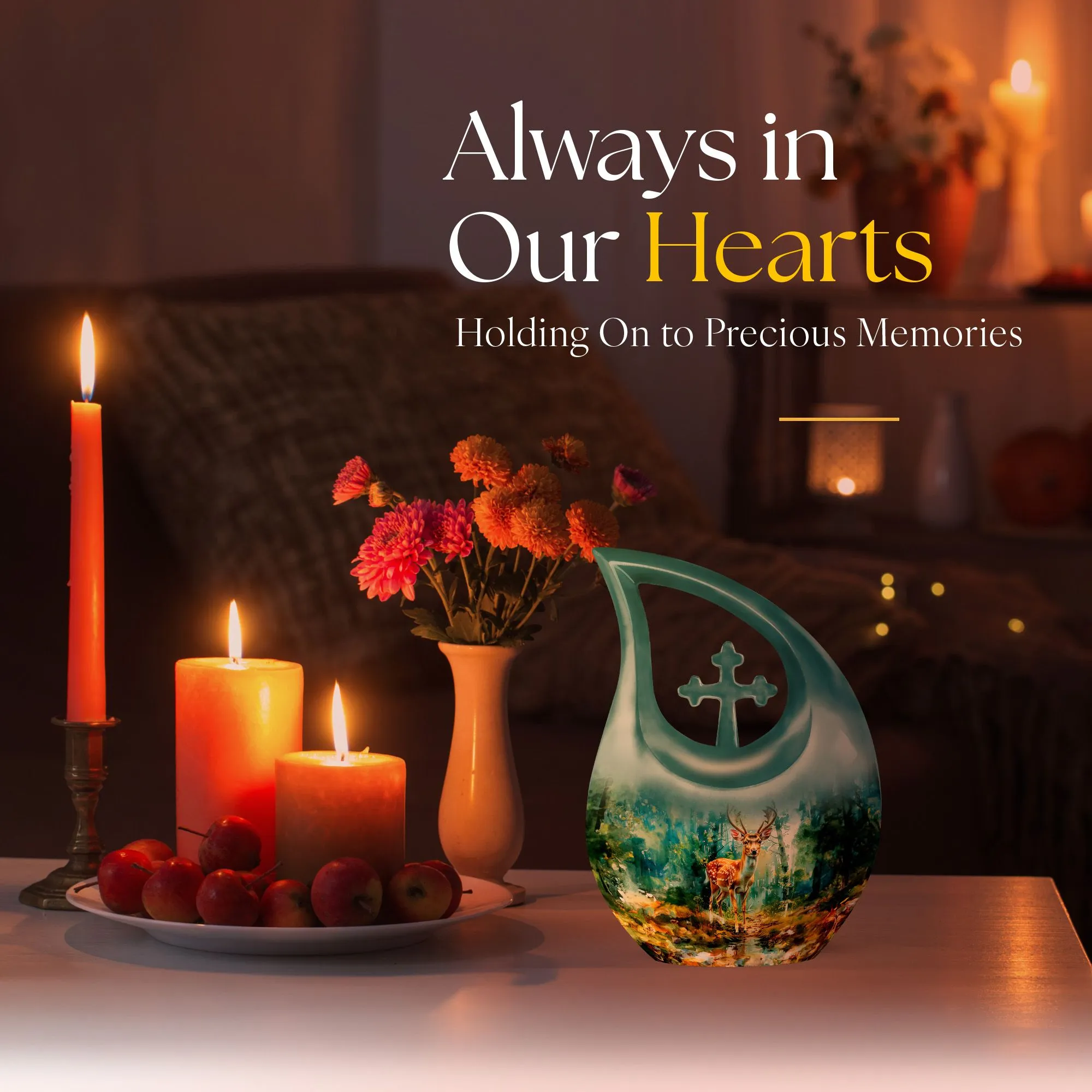 Deer Themed Eternal Keepsake - Aluminium Memorial Urn for Ashes