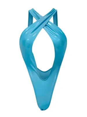 Diamond Dolls Shine Hallicon Bodysuit- Baby Blue