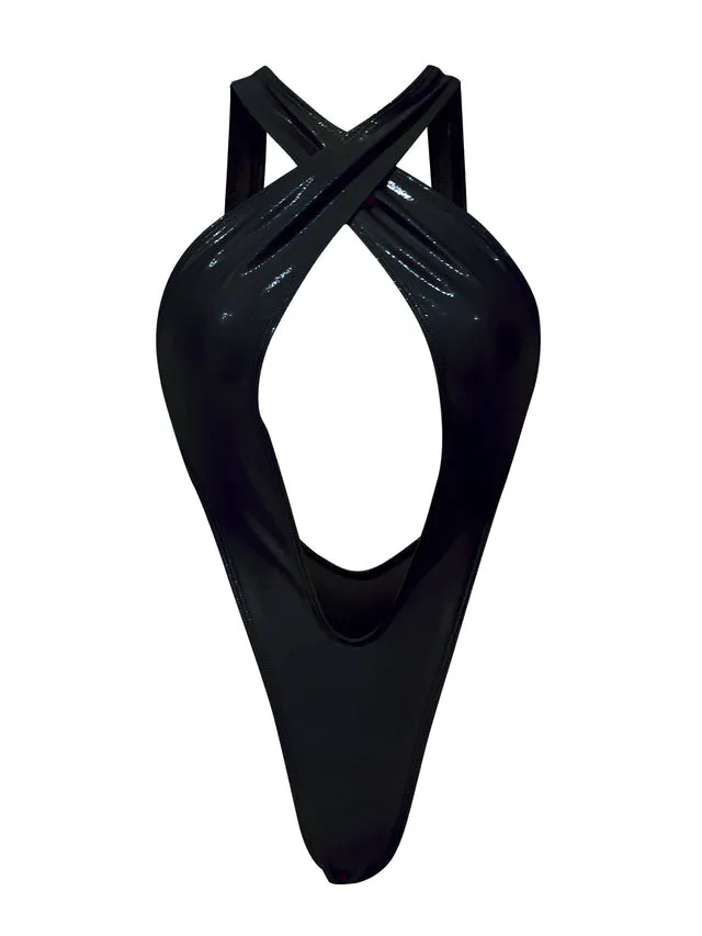Diamond Dolls Shine Hallicon Bodysuit- Royal Blue