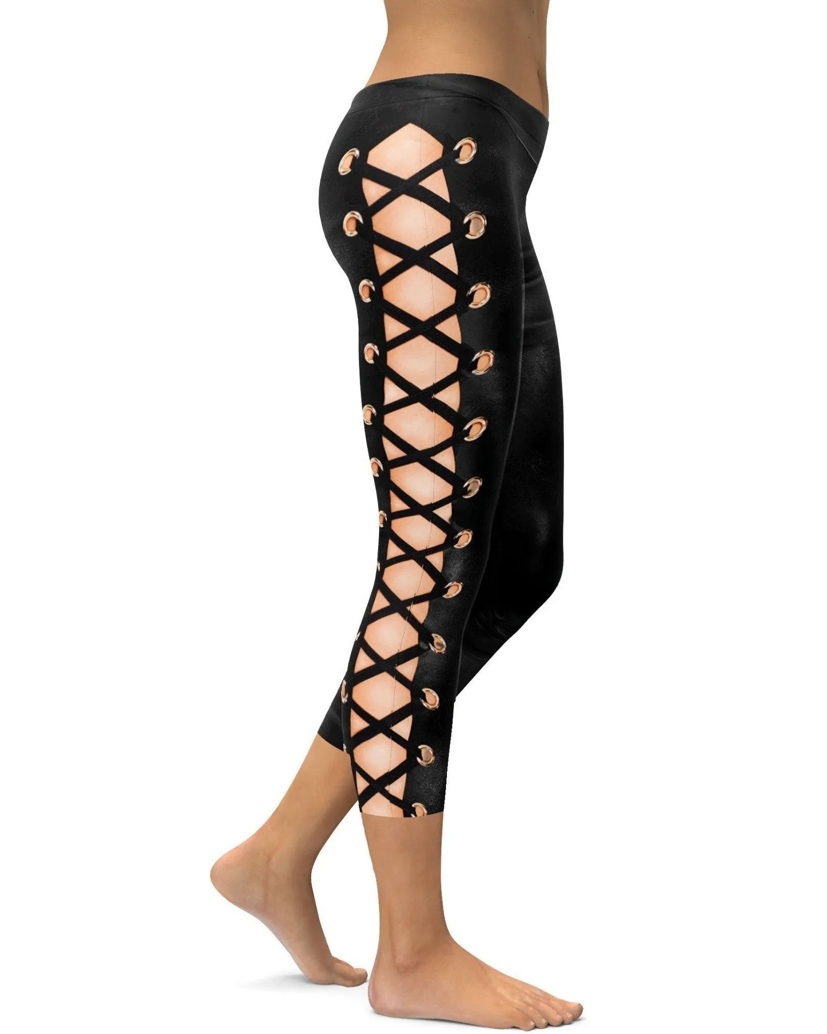 Faux Lace Up Capris