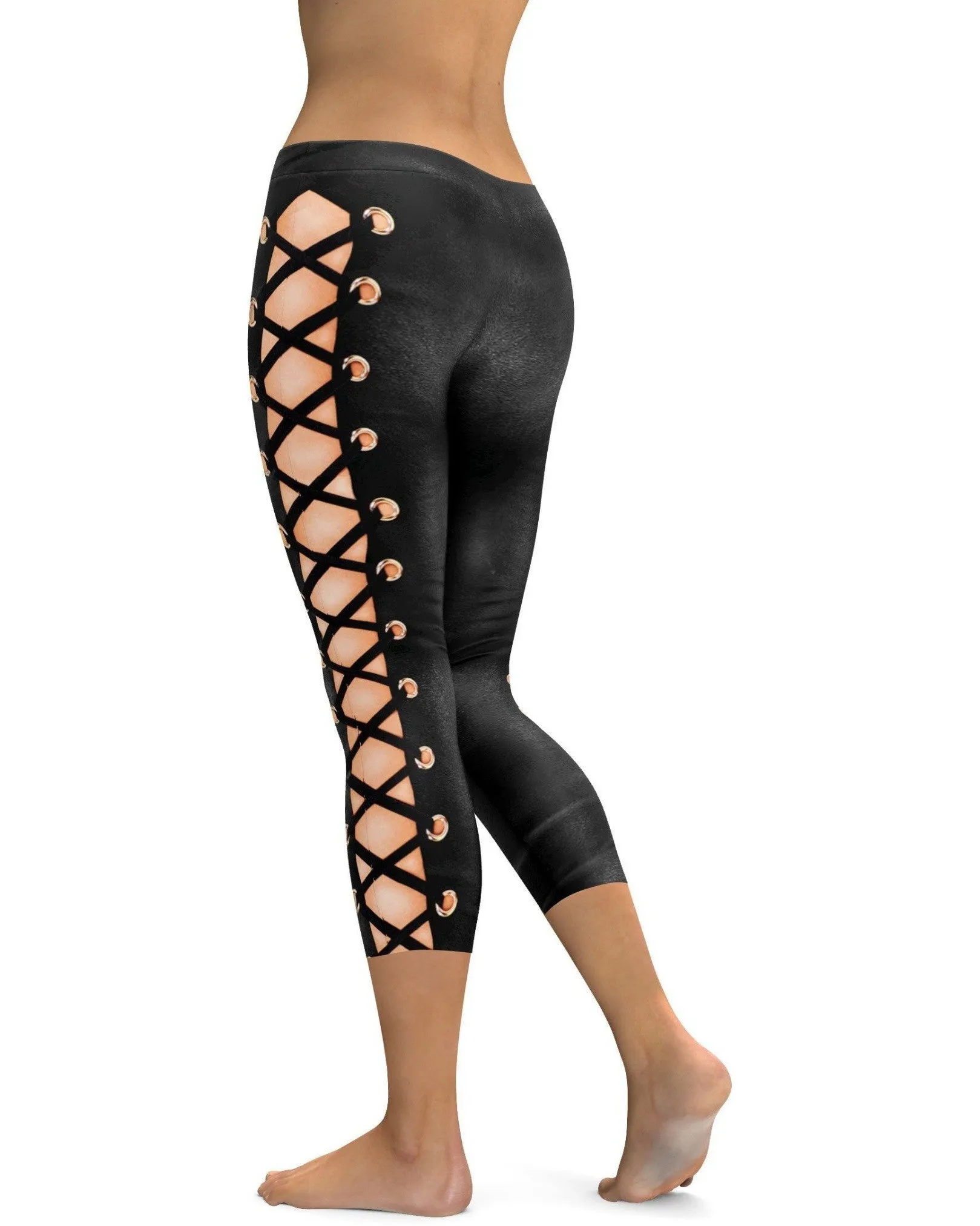 Faux Lace Up Capris