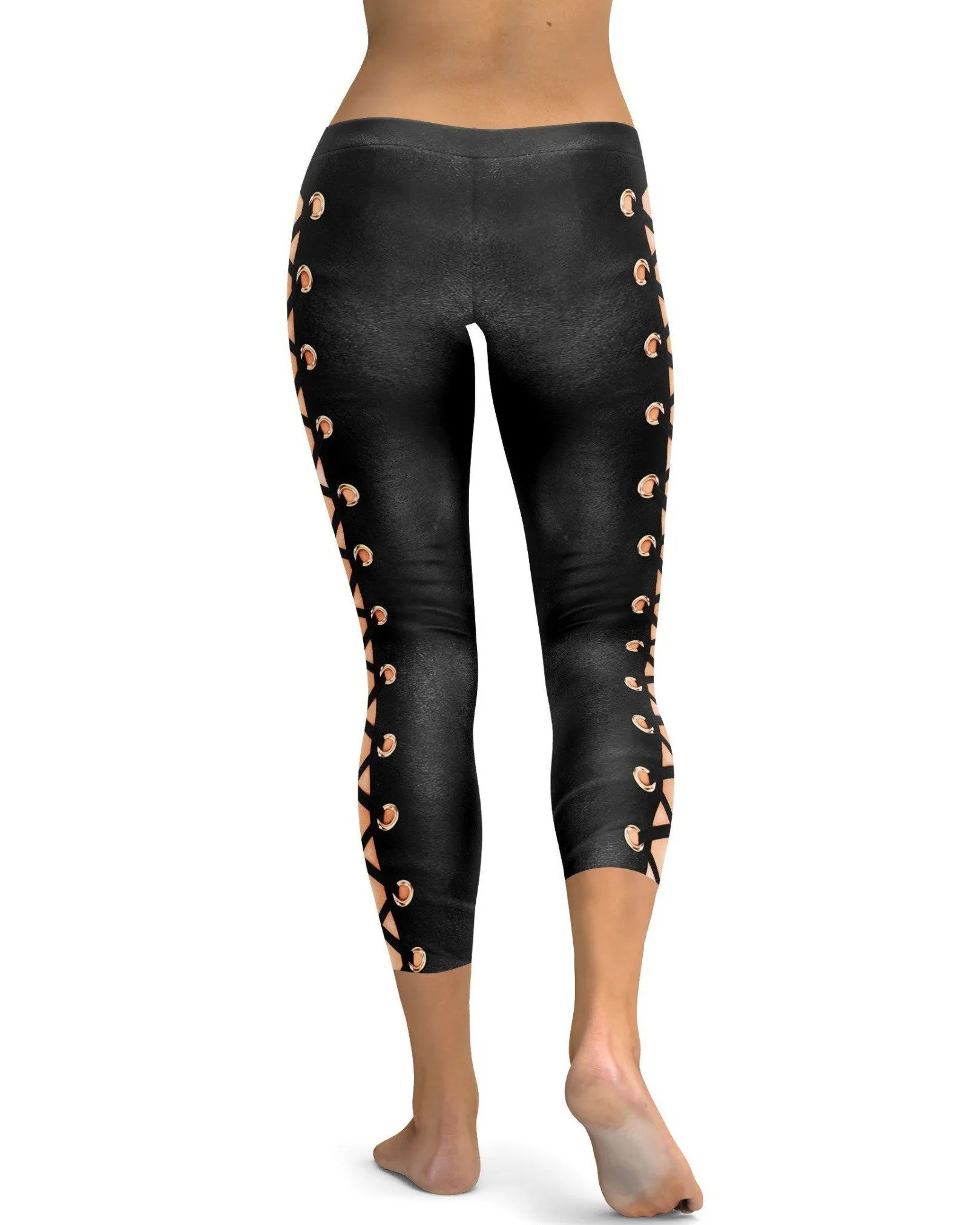 Faux Lace Up Capris