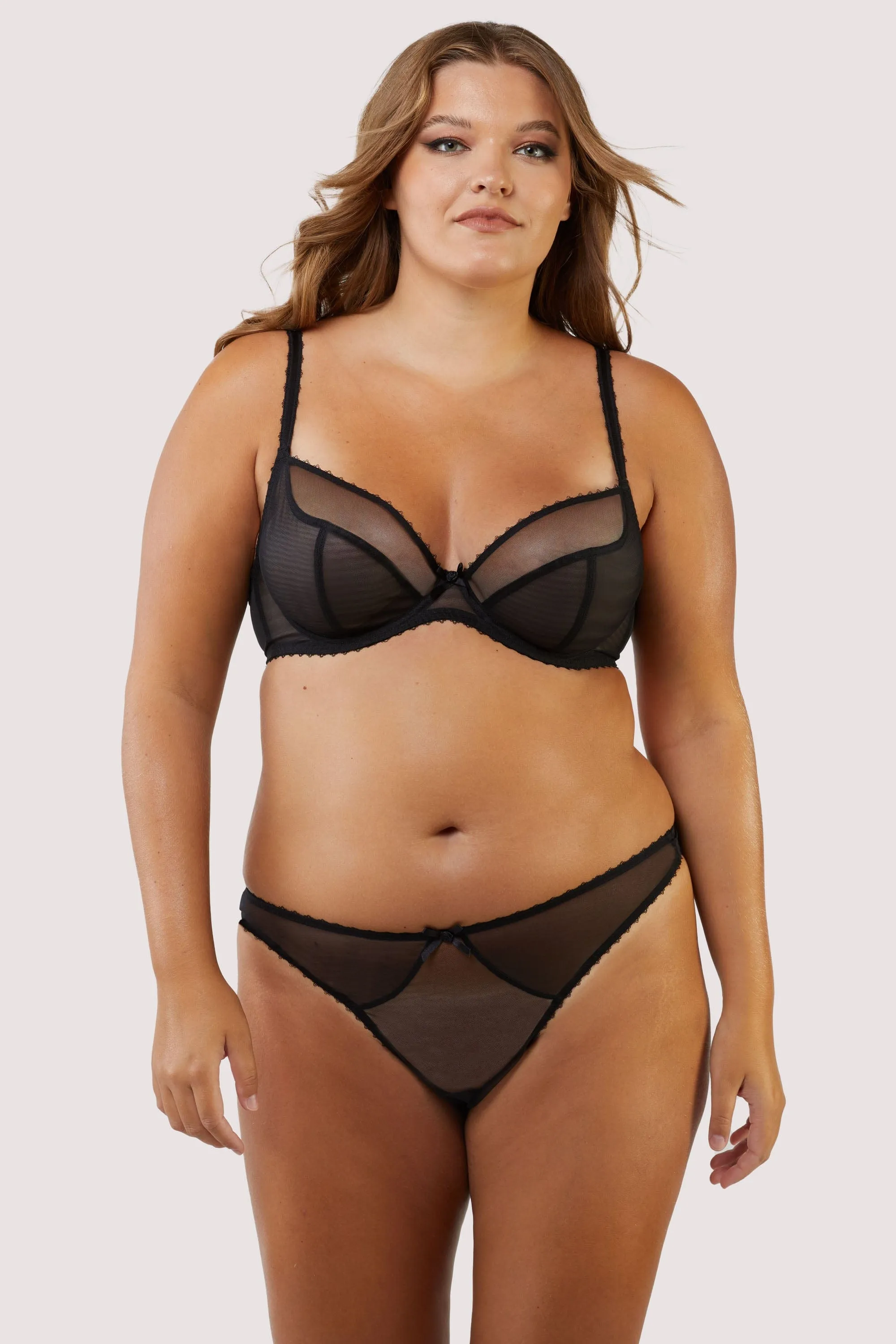 Grace Black Supportive Plunge Net Bra