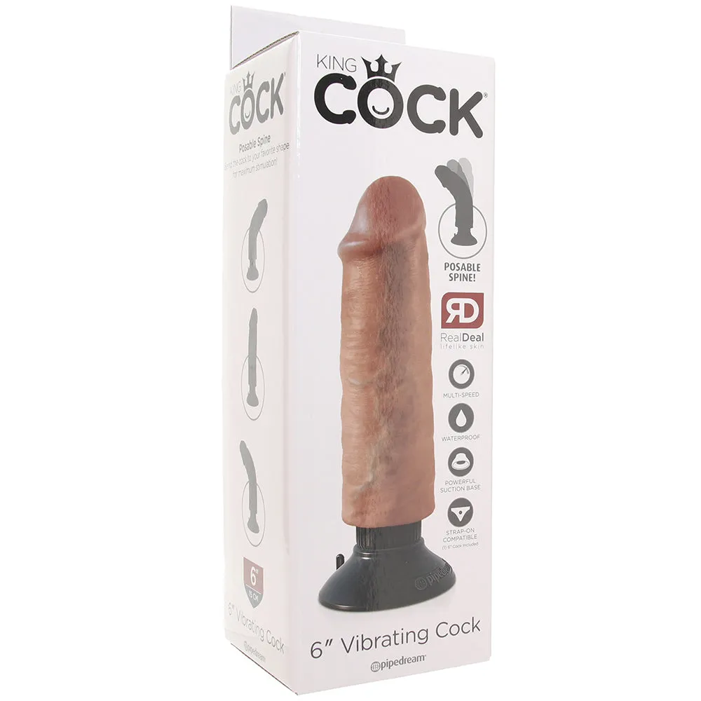 King Cock 6 Inch Vibrating Suction Dildo in Tan