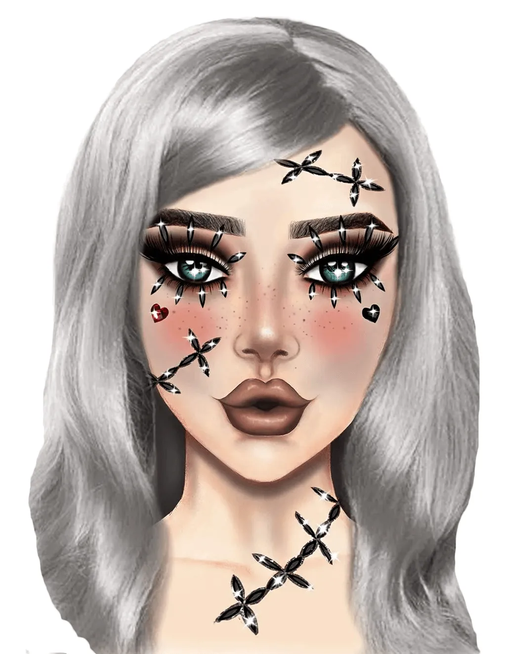 Leg Avenue Stitches Adhesive Face Jewels Sticker