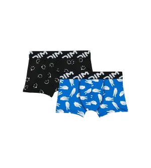 Lot de 2 boxers garçons en microfibre recyclée motif peace Dim Micro