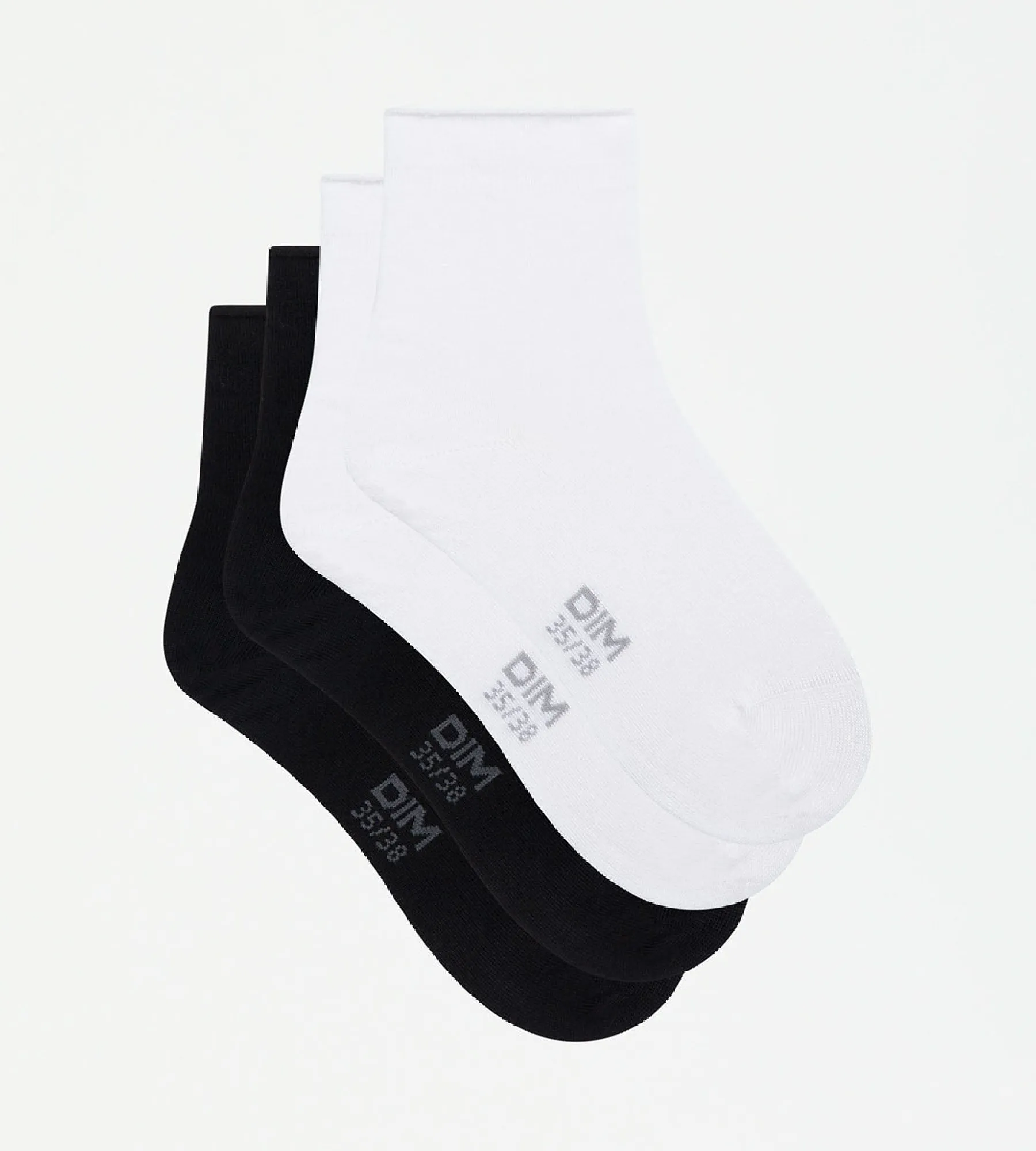 Lot de 2 paires de socquettes femmes en modal noir blanc Dim Modal