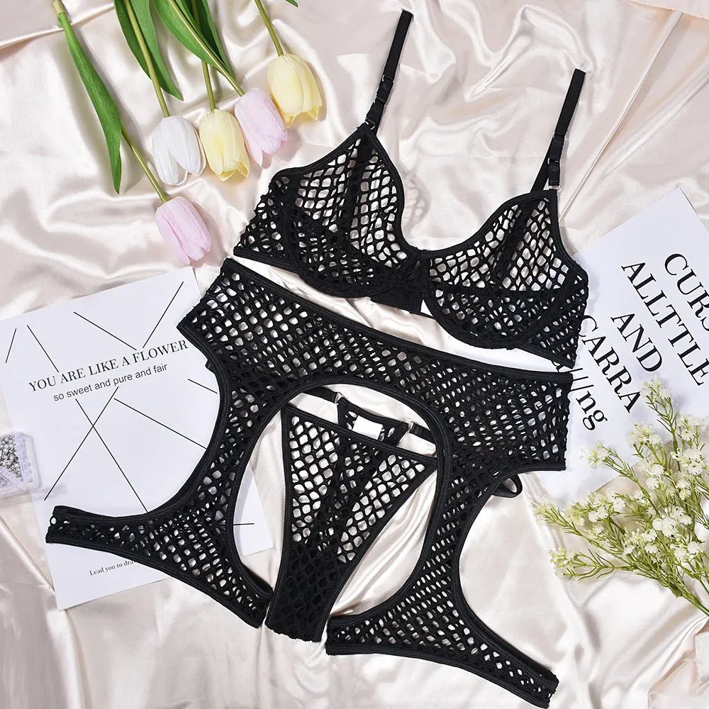 Love Me Fishnet Shaping Sexy Three-piece Set