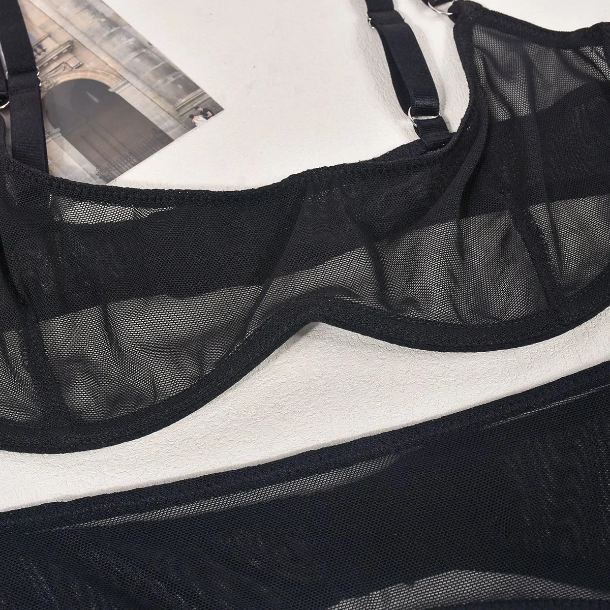 Love Me Mesh See-through Body Shaping Sexy 4-piece Set
