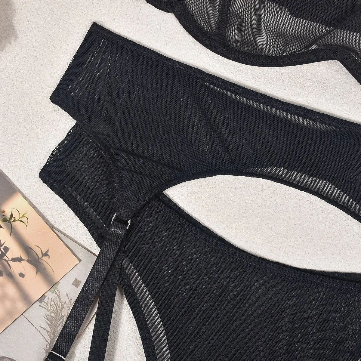 Love Me Mesh See-through Body Shaping Sexy 4-piece Set