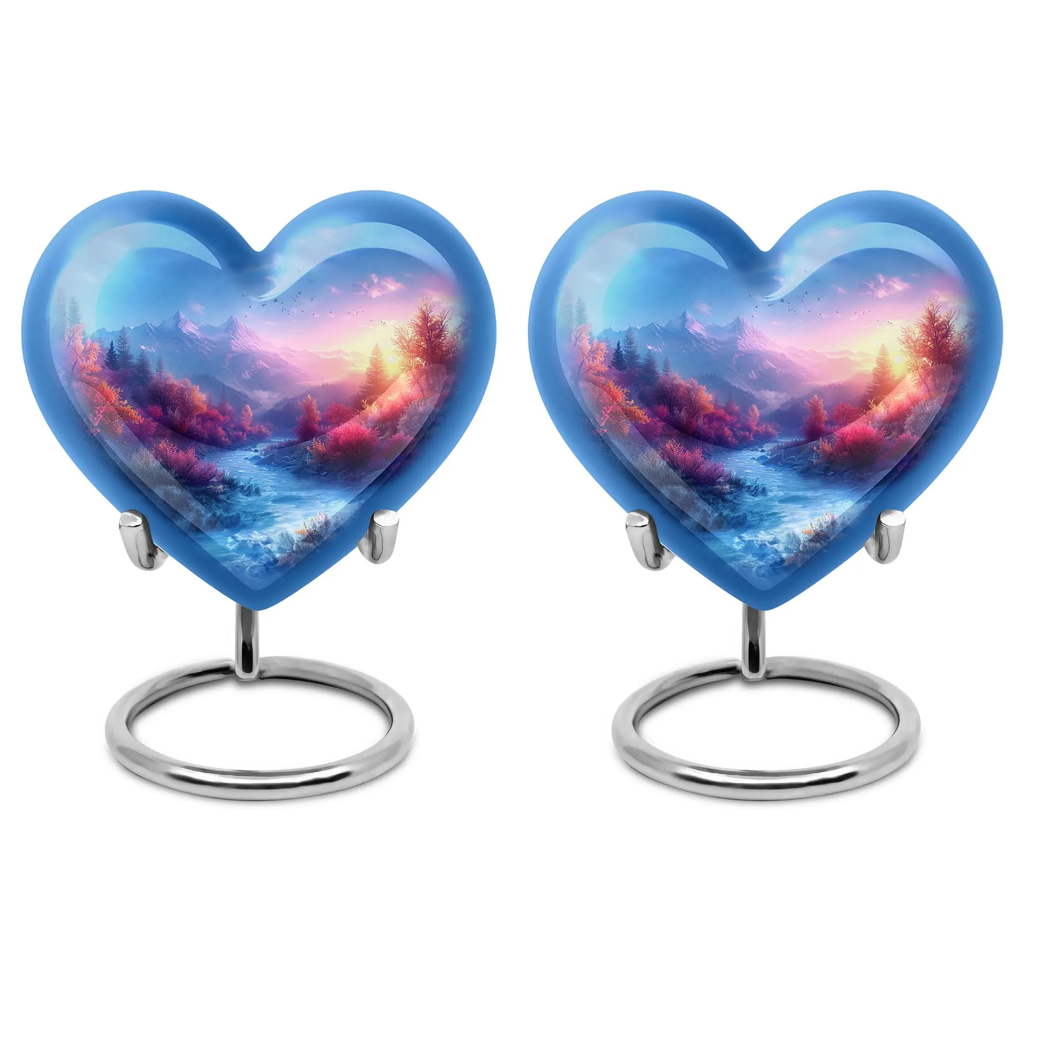 Mountains Legacy: Heart-themed Memorial Urn for Human Ashes