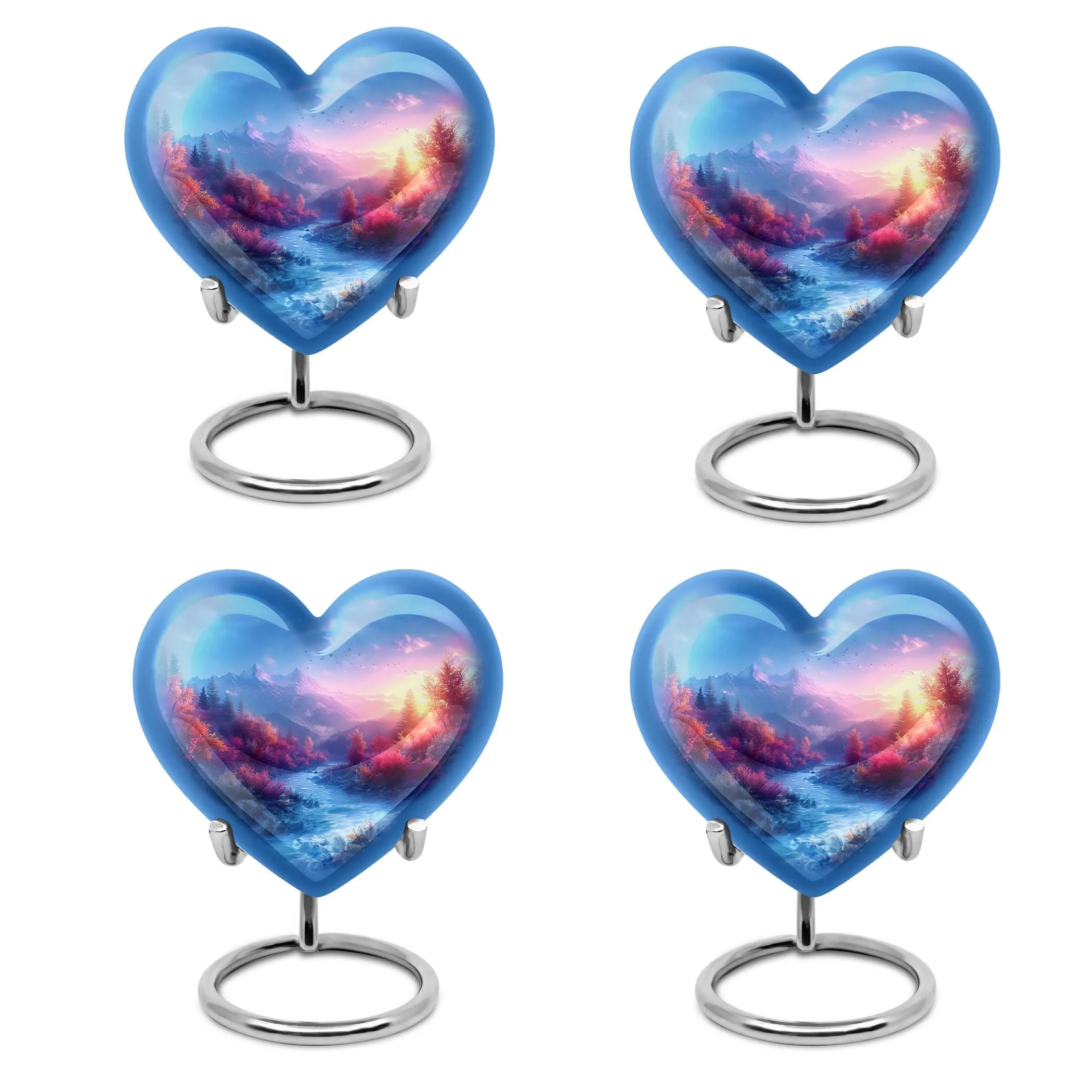 Mountains Legacy: Heart-themed Memorial Urn for Human Ashes