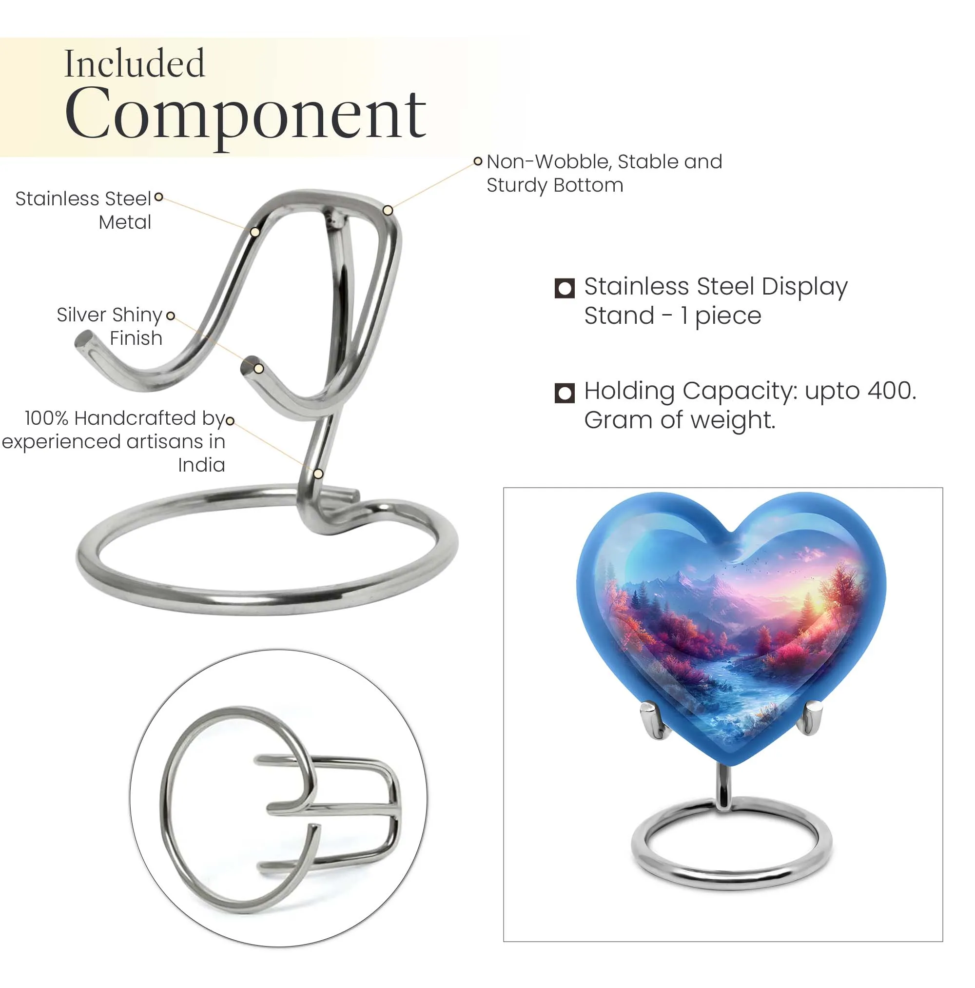Mountains Legacy: Heart-themed Memorial Urn for Human Ashes