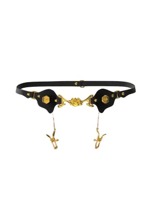 Mystic Bond Leather Belt with Labia Clamps