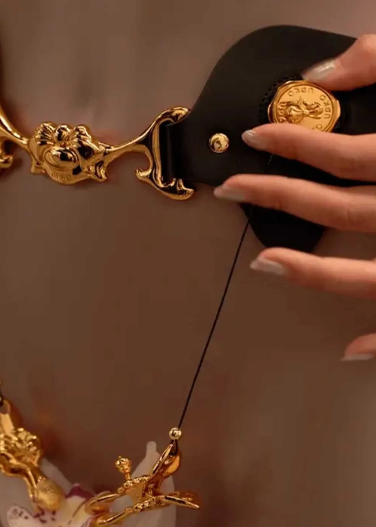 Mystic Bond Leather Belt with Labia Clamps
