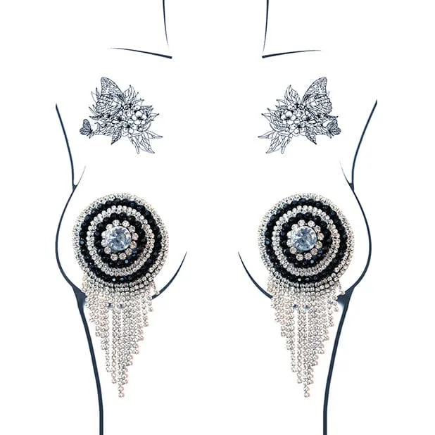 Neva Nude - Burlesque Bohemian Rhapsody Jewel Reusable Silicone Pasties Nipple Covers O/S (Crystal)