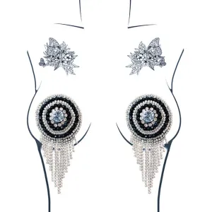 Neva Nude - Burlesque Bohemian Rhapsody Jewel Reusable Silicone Pasties Nipple Covers O/S (Crystal)
