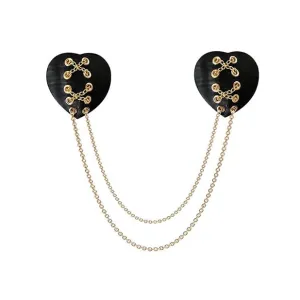 Neva Nude - Two Heart Chained Pasties Nipple Covers O/S (Black)