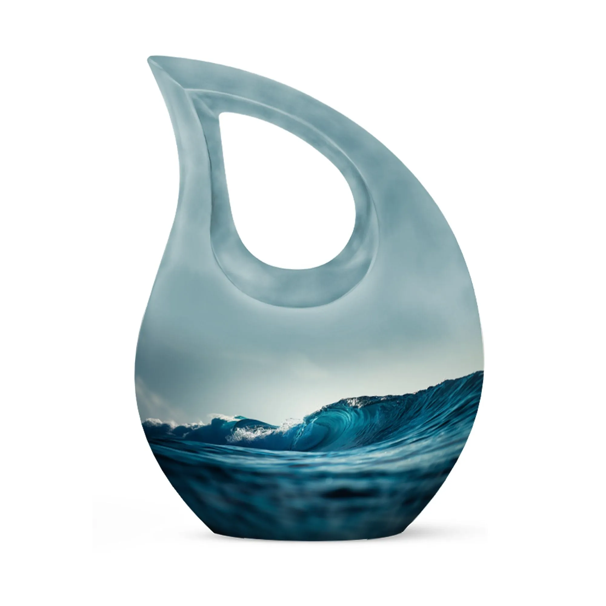 Ocean Waves Urn: Embracing Cross Drop Memorial Keepsake Urn