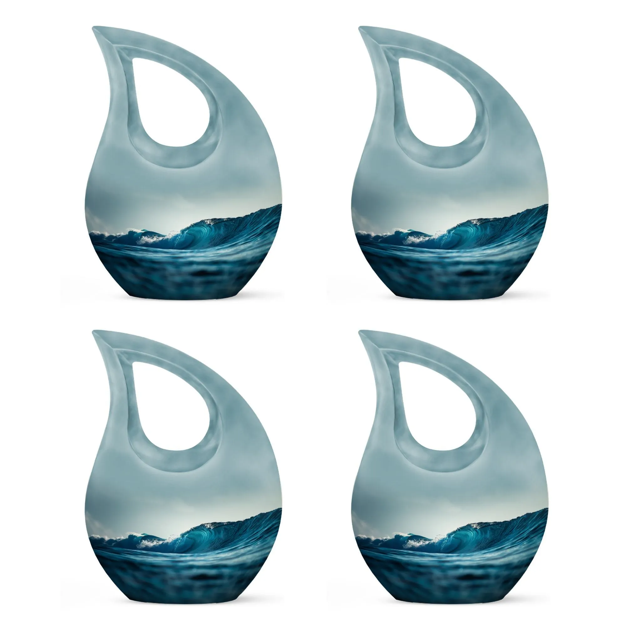 Ocean Waves Urn: Embracing Cross Drop Memorial Keepsake Urn