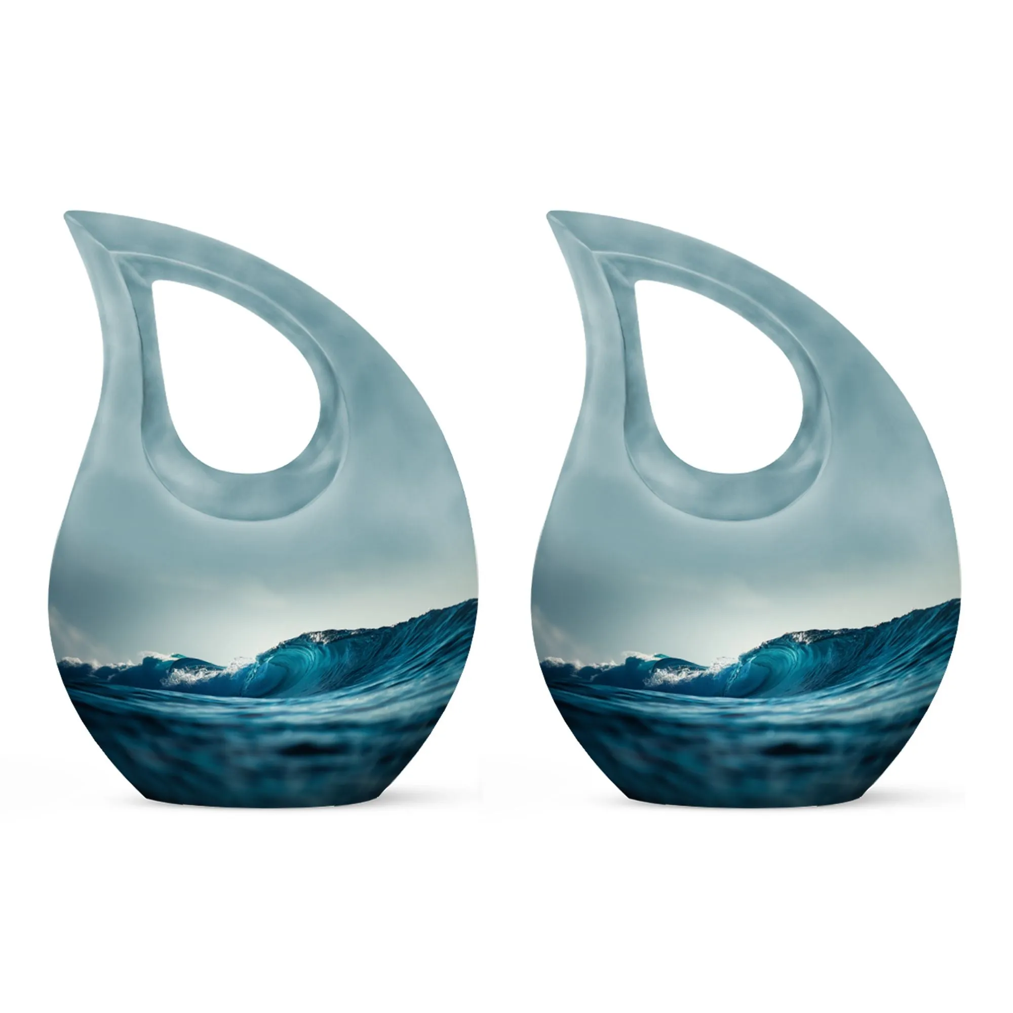 Ocean Waves Urn: Embracing Cross Drop Memorial Keepsake Urn