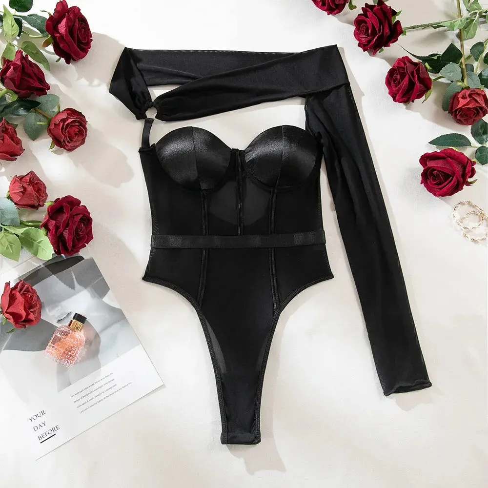 #PB Lingerie One-shoulder Sleeve Body Shaping Jumpsuit