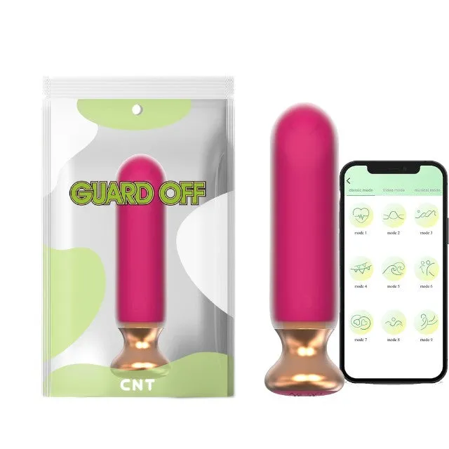 Plug anal vibrator CNT GUARD OFF Sweet Bomb Bevel. control prin aplicație. 9 funcții de vibrație. 12 cm. roz cu auriu