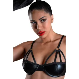 Sutien sexy DARING INTIMATES Wetlook Bra with Straps. design cu material lucios și bretele subțiri. negru. mărime M. model 75351